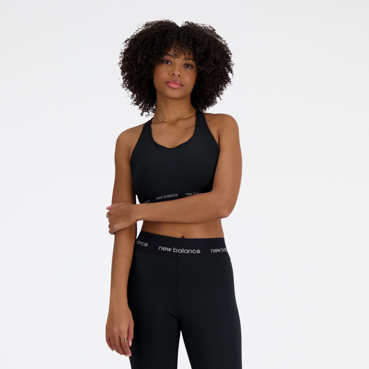 New Balance Running Pace 3.0 medium support sports bra in black